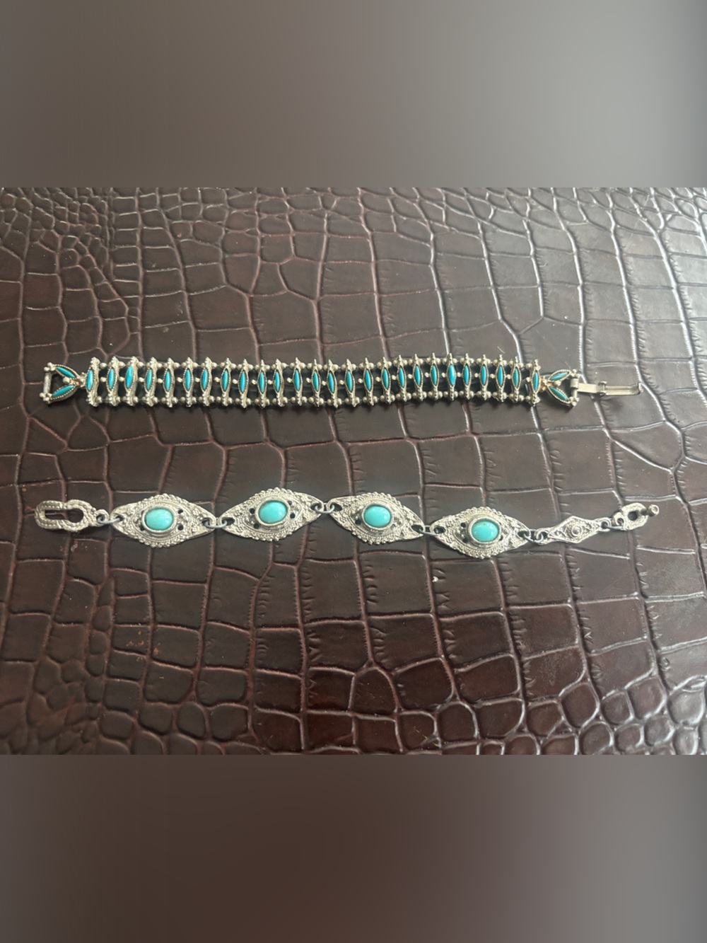 Southwest Silver-Tone Turquoise Bracelet and Ring Set - Women's Jewelry